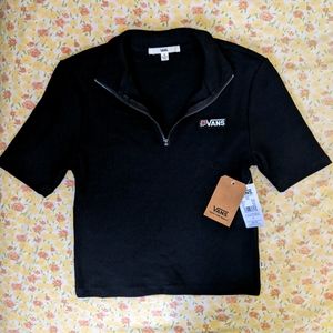 NWT Vans Zip Collar Cropped Polo Shirt